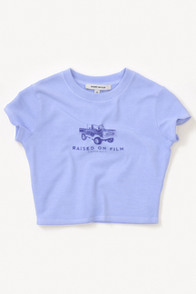 Bronco Baby Tee - Baby Blue, flatlay front view