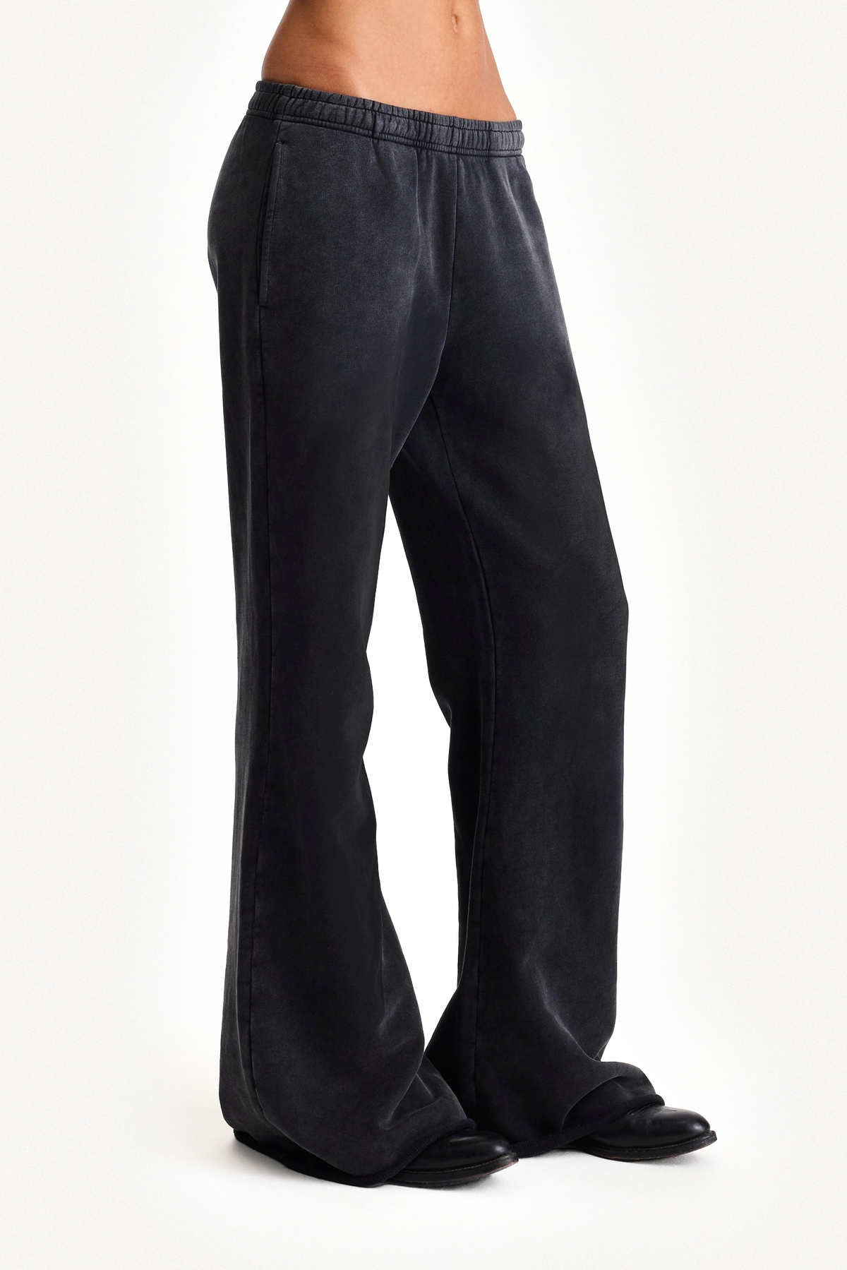Flared Lounge Pant - Black, on-body side view