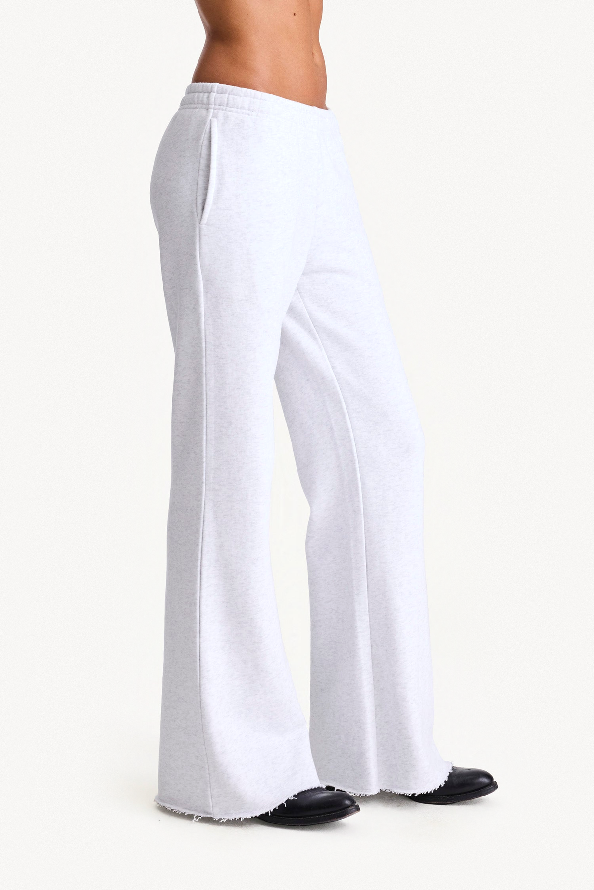 Flared Lounge Pant - Grey, on-body three-quarter view