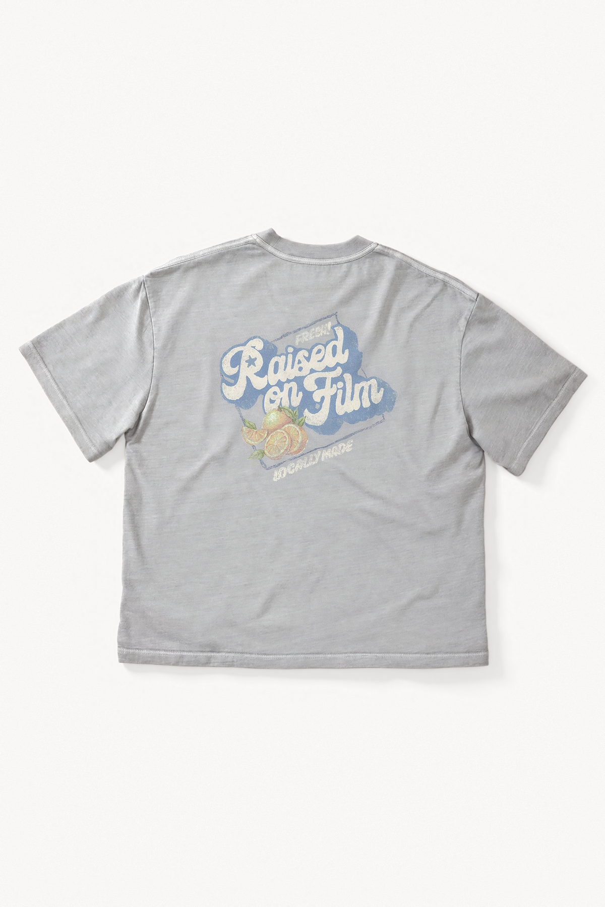 Fresh Produce Boxy Tee - Grey, flatlay back view