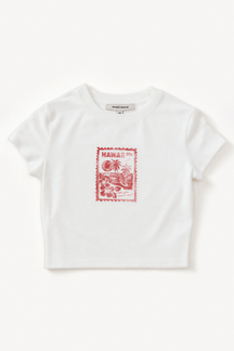 Hawaii Baby Tee - White, flatlay front view