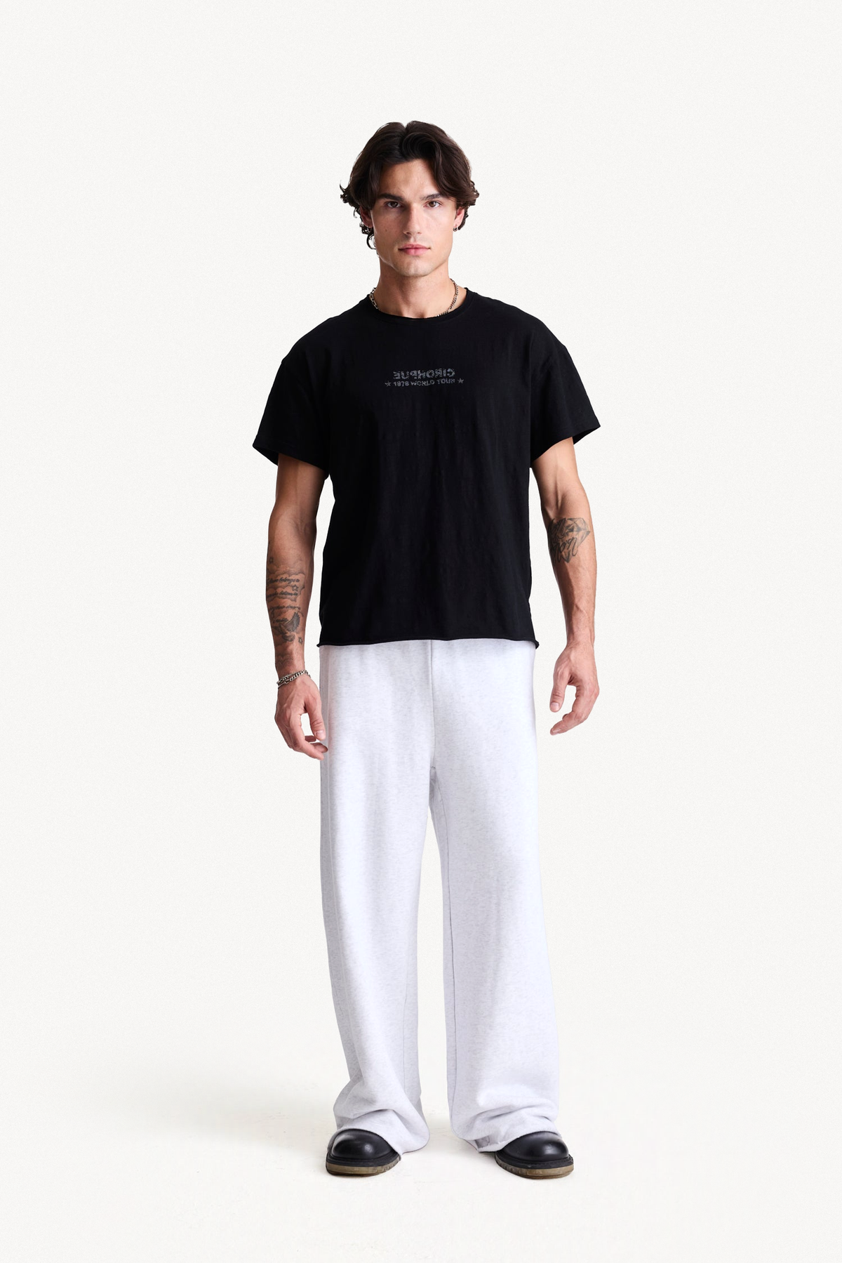 Lounge Pant - Grey, on-body front view
