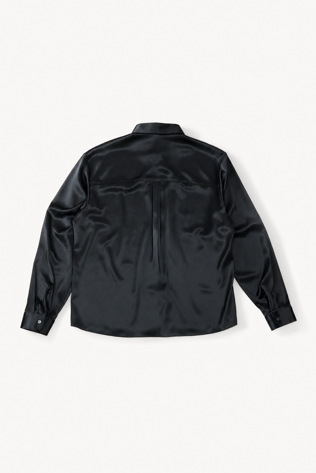 Signature Satin Shirt - Black, flatlay back view