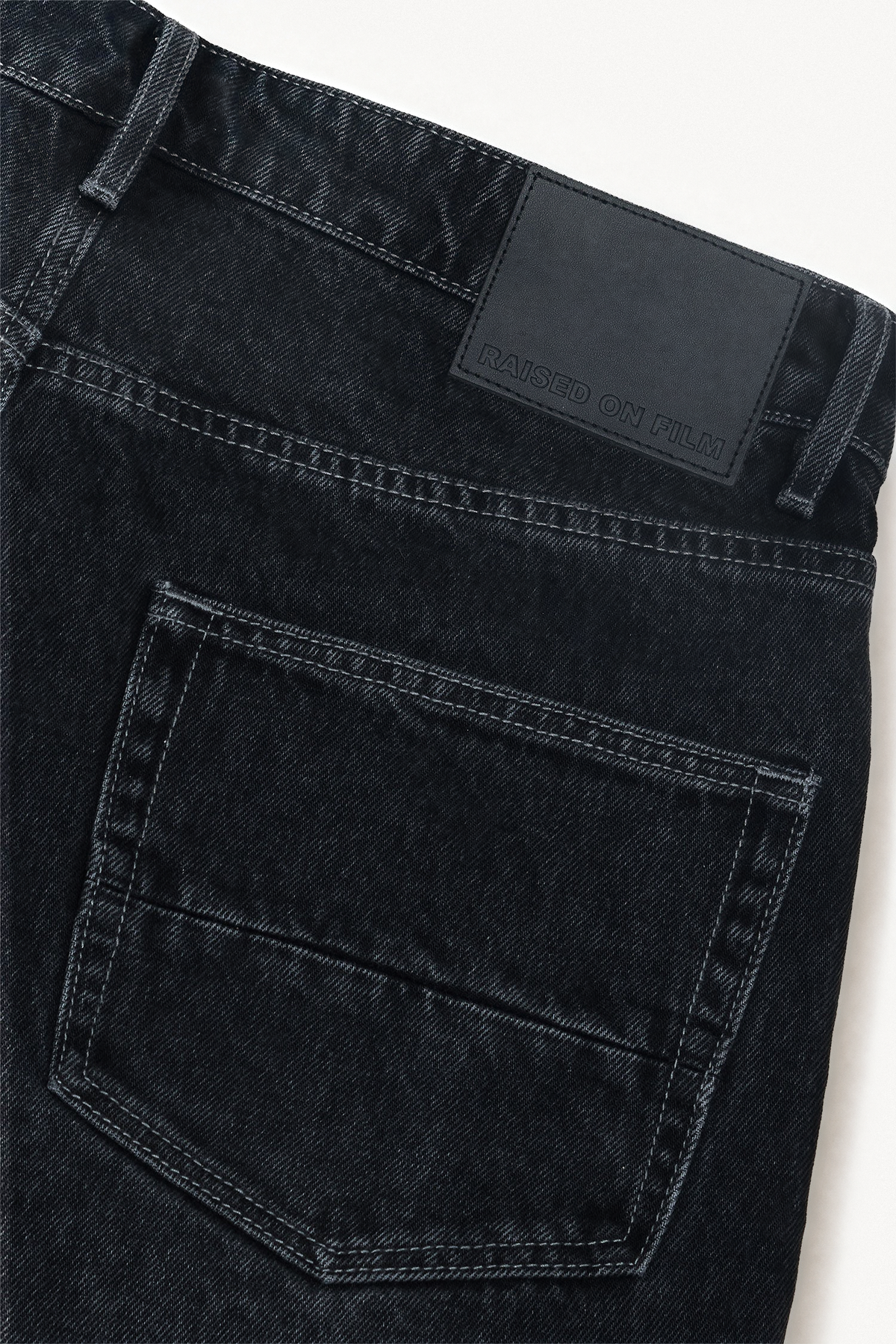 Straight Denim - Black Wash, flatlay patch view