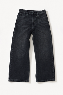 Wide Denim - Black Wash, flatlay front view