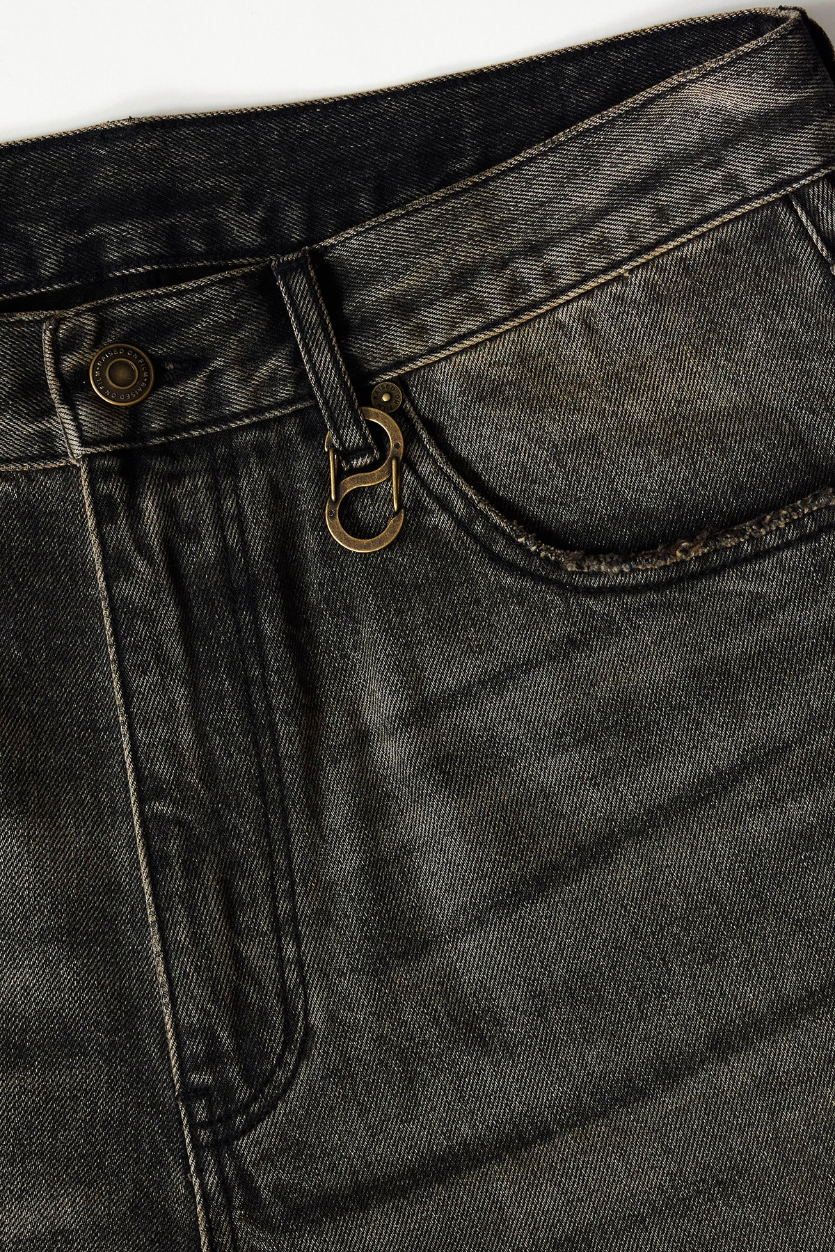 Wide Denim - Mud Wash, detail hardware view