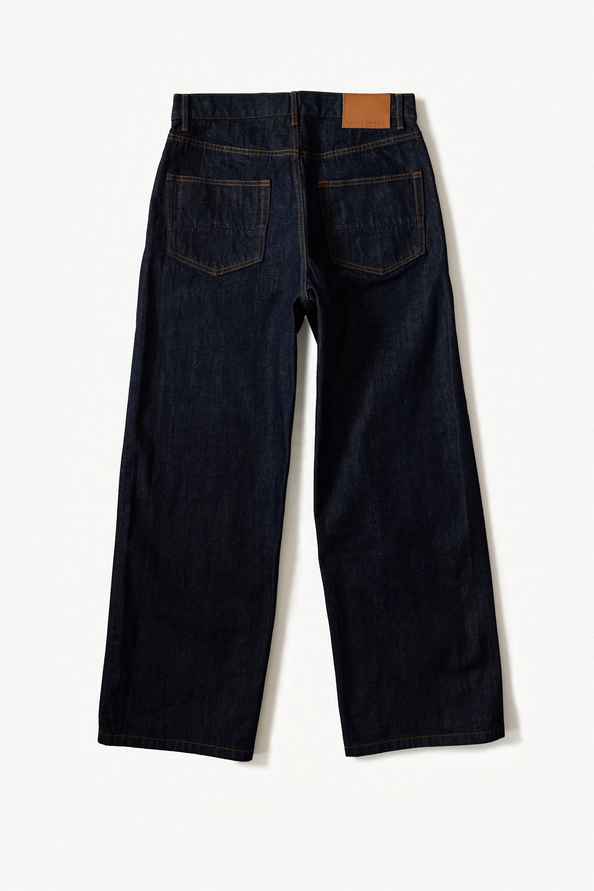 Wide Selvedge Denim - Raw Blue, flatlay back view