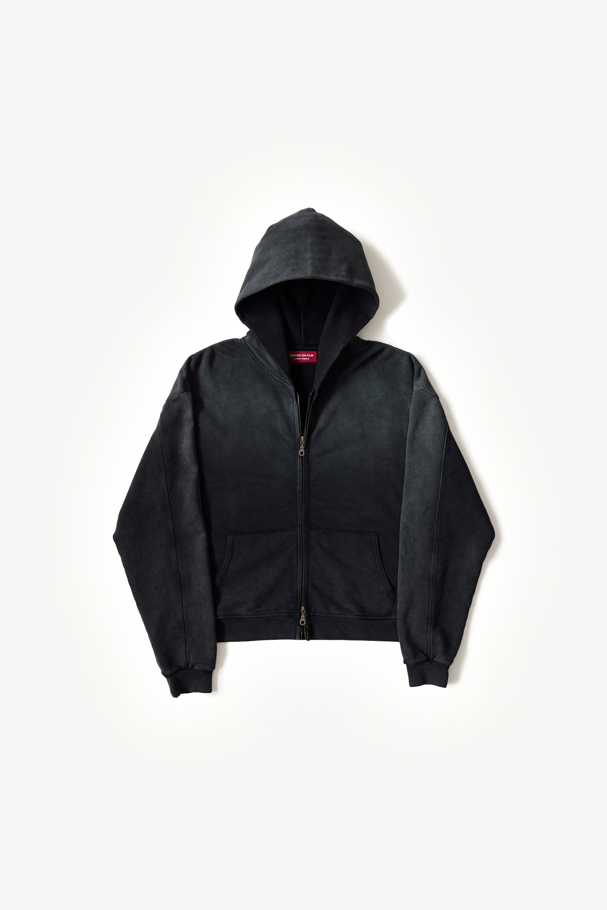 Zip Hoodie in Black, front flatlay