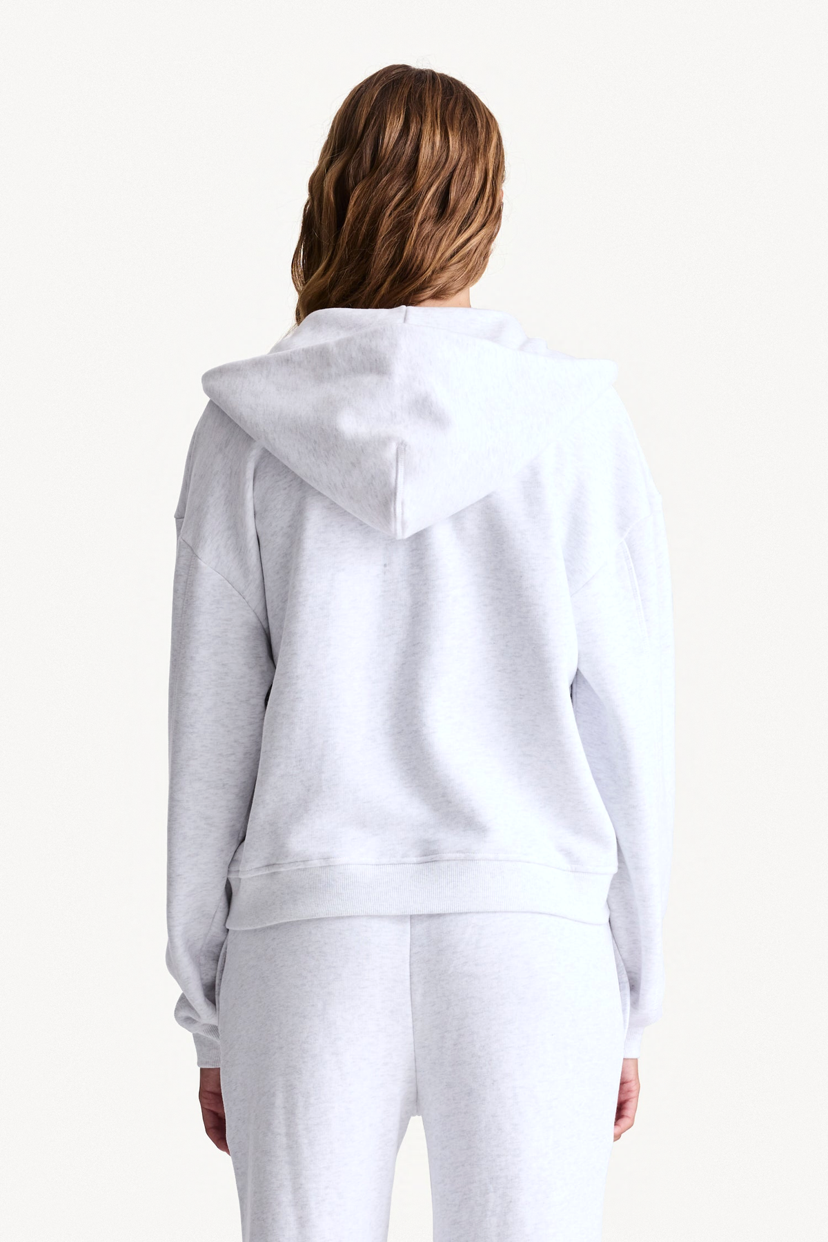Zip Hoodie - Grey, on-body back view