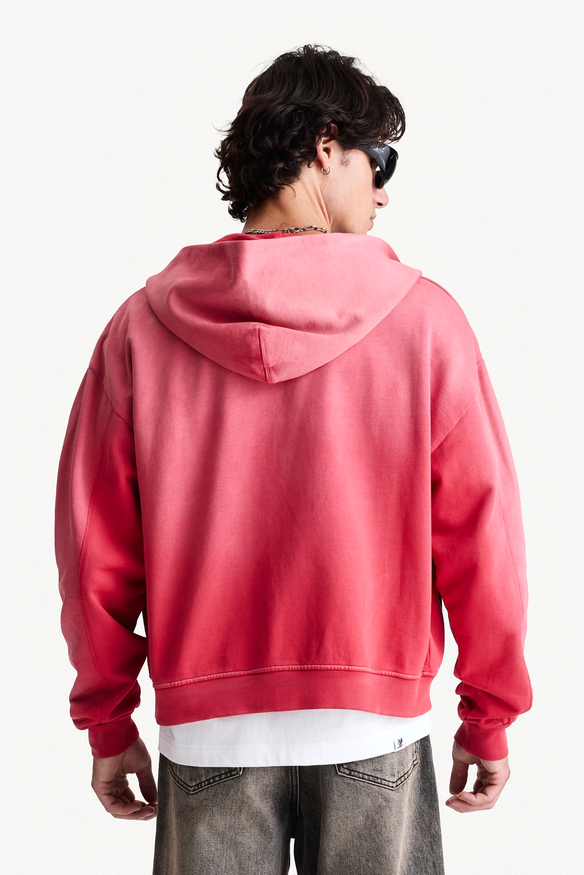 Zip Hoodie - Red, on-body back view