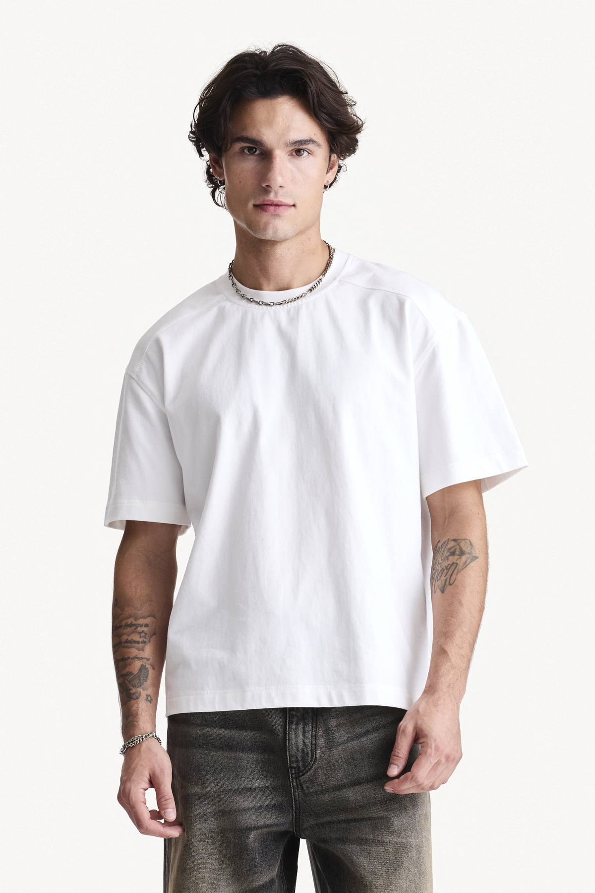 Reversible Tee - White, on-body front view