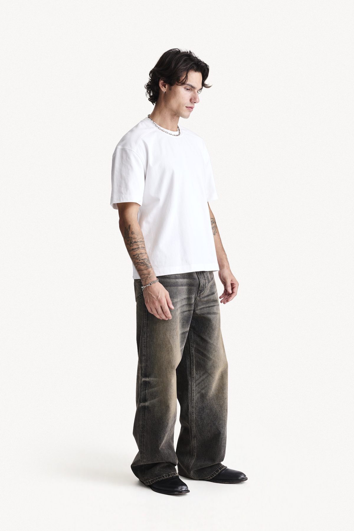 Reversible Tee - White, full-length side view