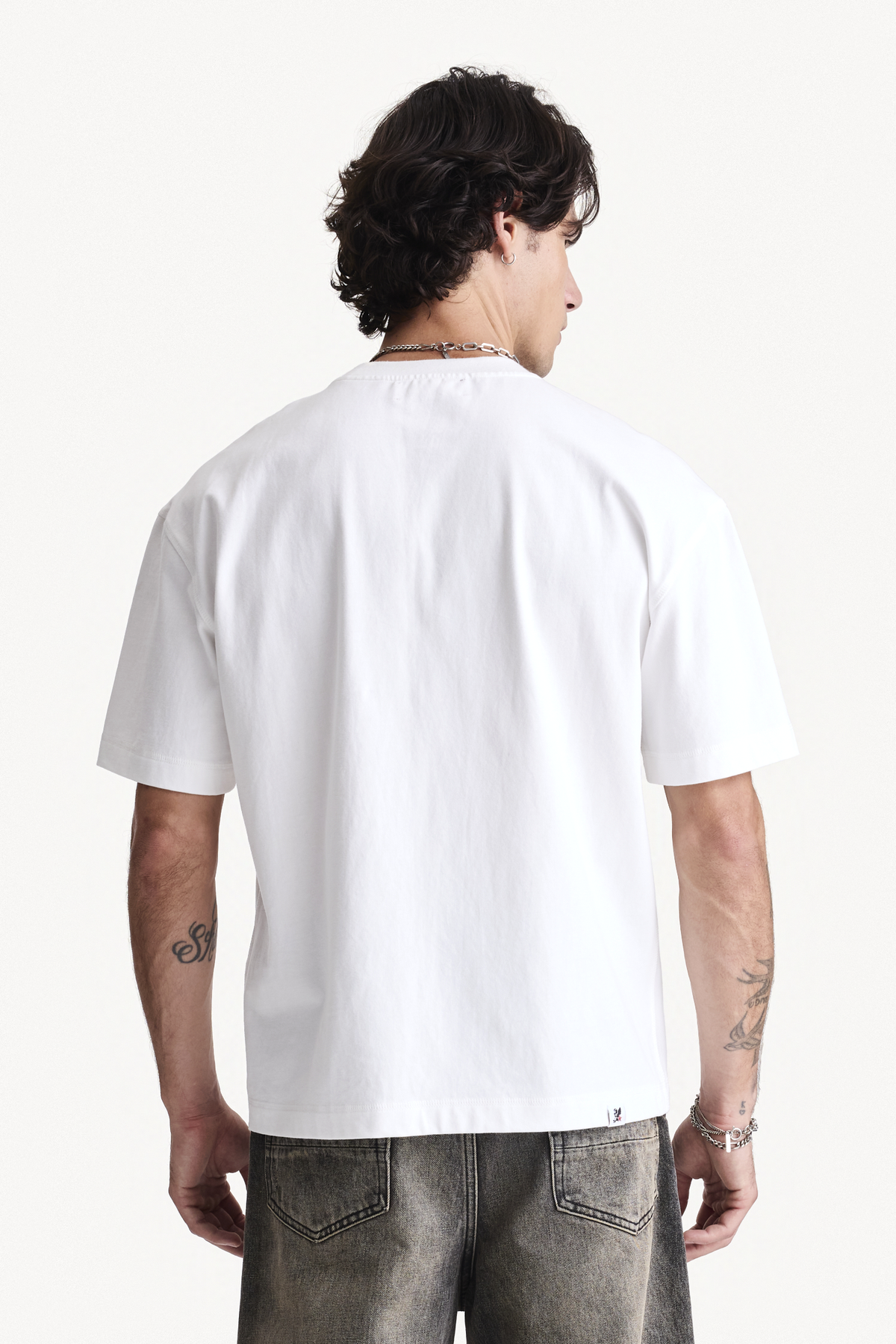 Reversible Tee - White, on-body back view