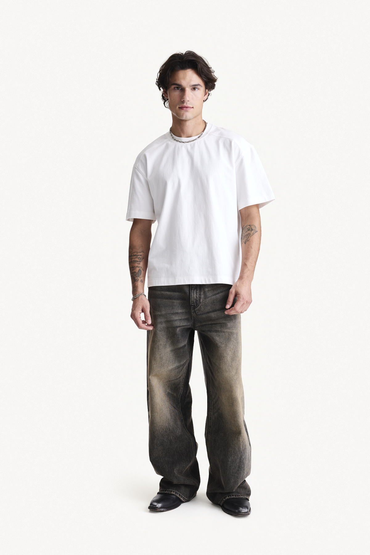 Reversible Tee - White, full-length front view