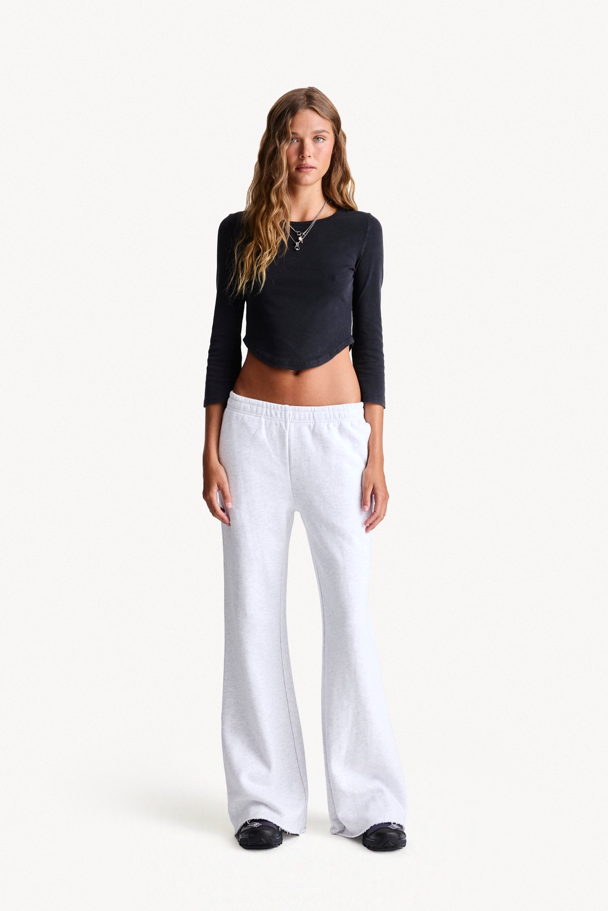 Flared Lounge Pant - Grey, full-length front view