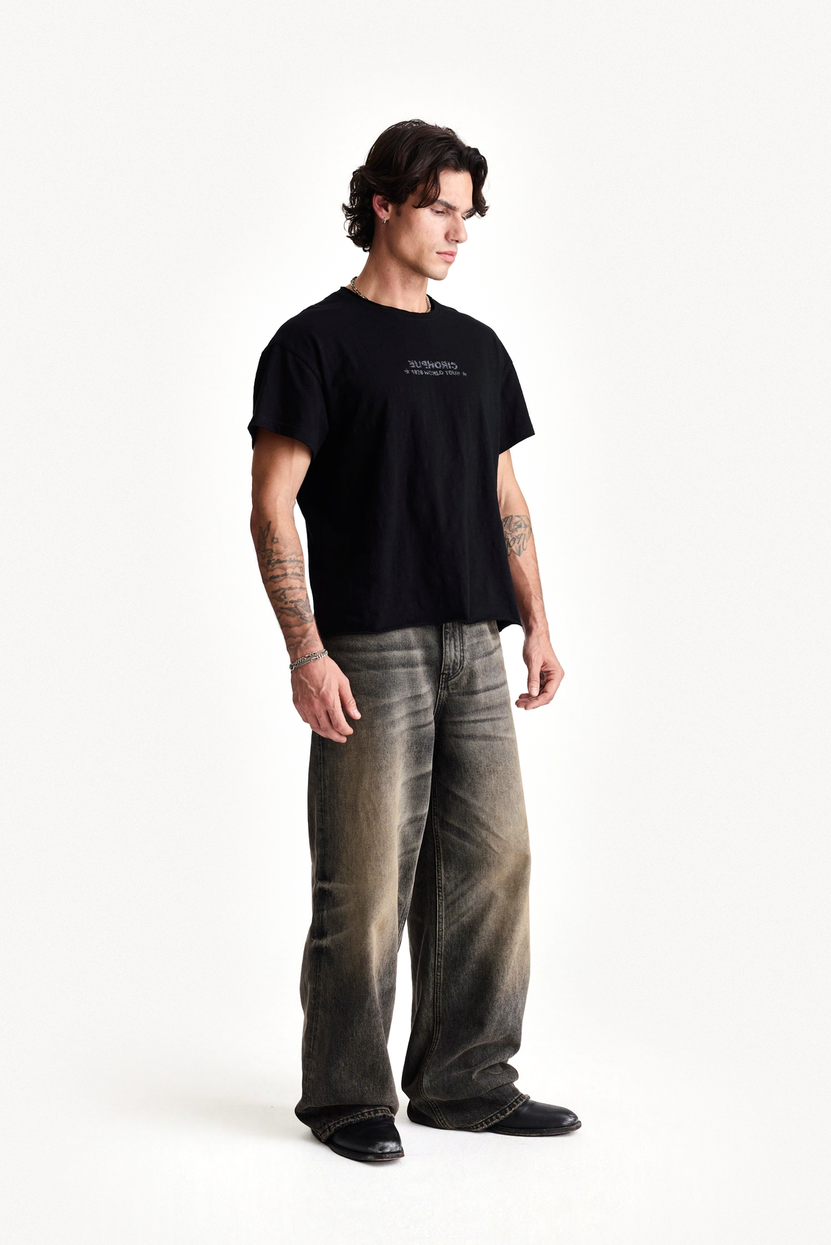 Tour Slub Tee - Black, full-length side view