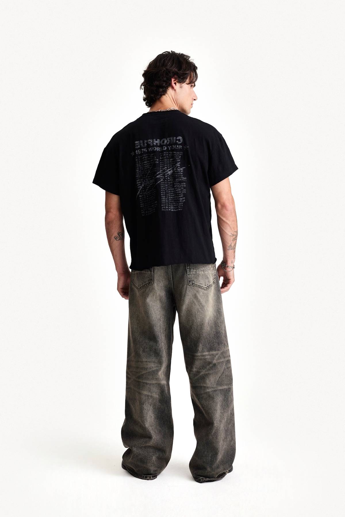 Tour Slub Tee - Black, full-length back view