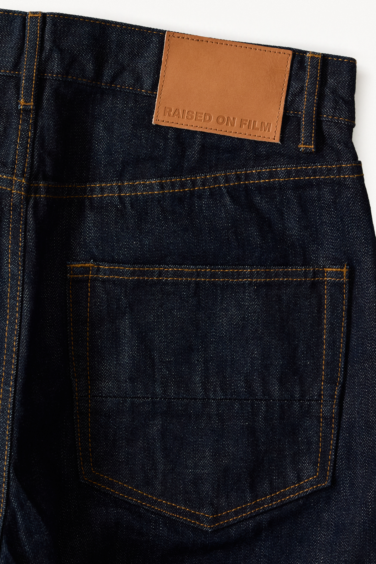 Wide Selvedge Denim - Raw Blue, detail patch view