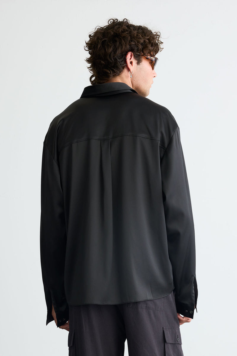 Signature Satin Shirt - Black
