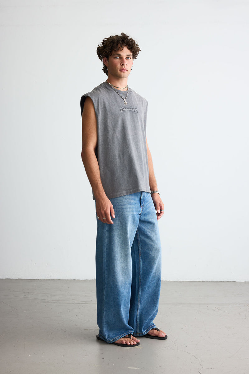 Wide Denim Medium Blue Wash