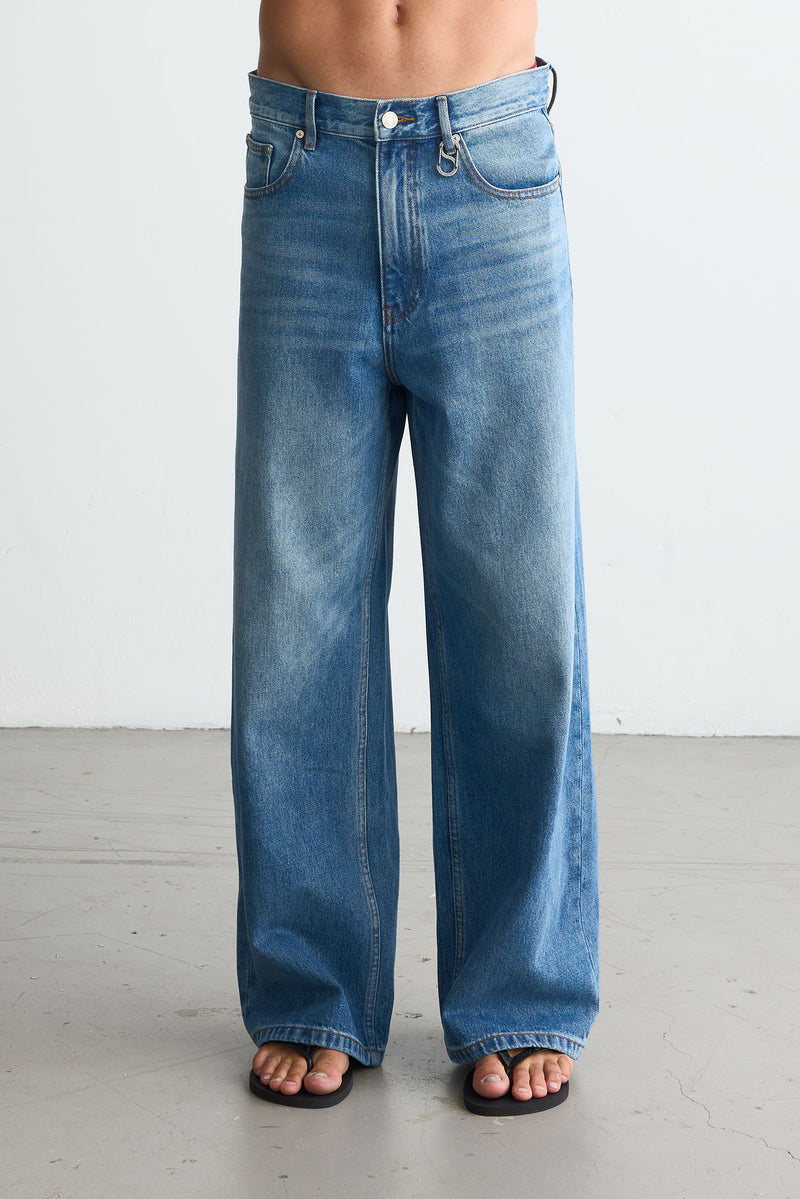 Wide Denim Medium Blue Wash