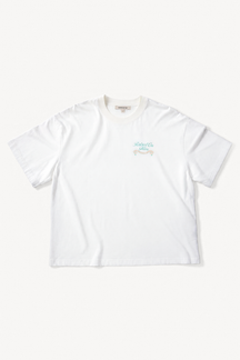 Byron Summer Boxy Tee - White, flatlay front view