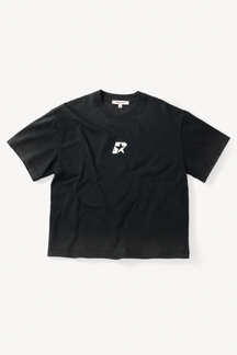 Logo Boxy Tee - Black, flatlay front view