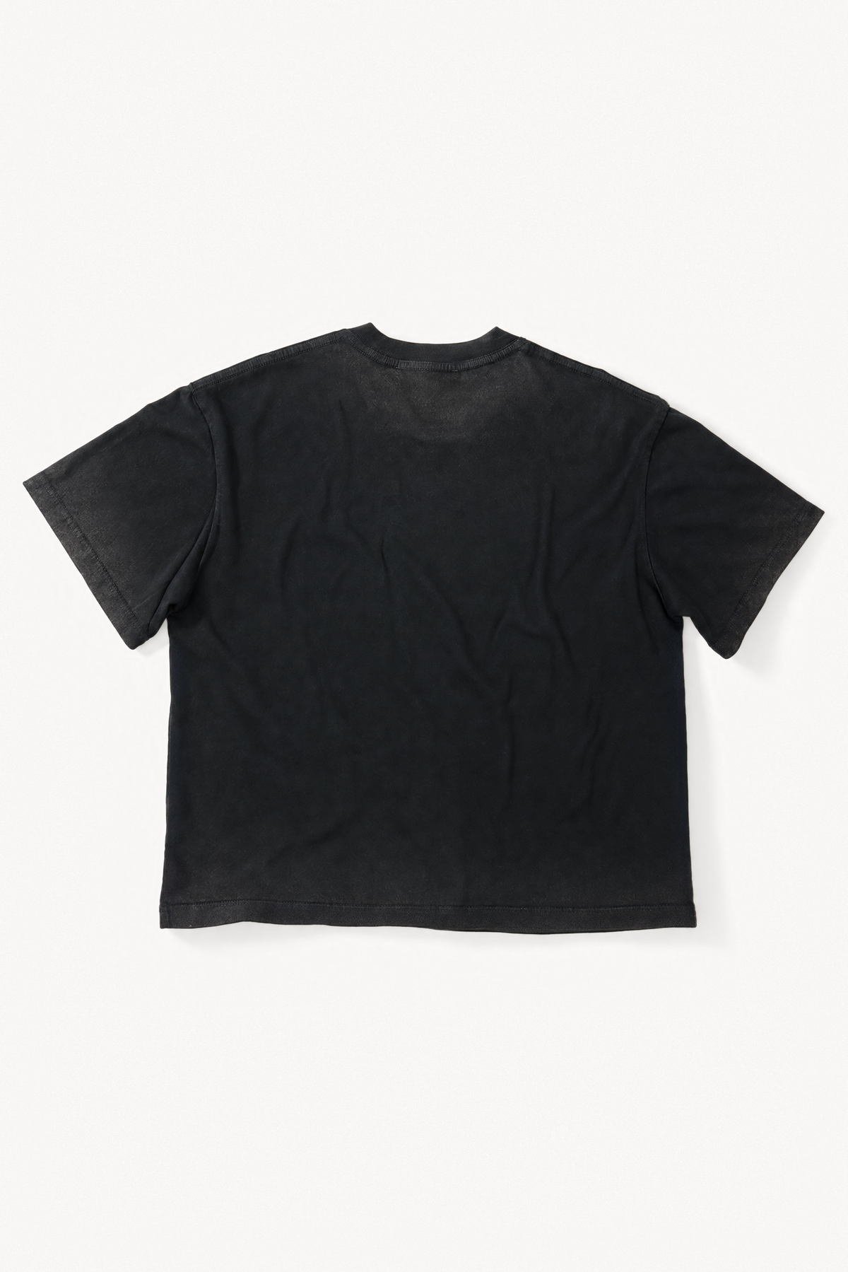Logo Boxy Tee - Black, flatlay back view