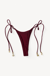 Retro String Bottom - Burgundy, flatlay front view
