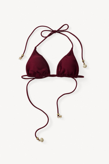 Retro String Top - Burgundy, flatlay front view