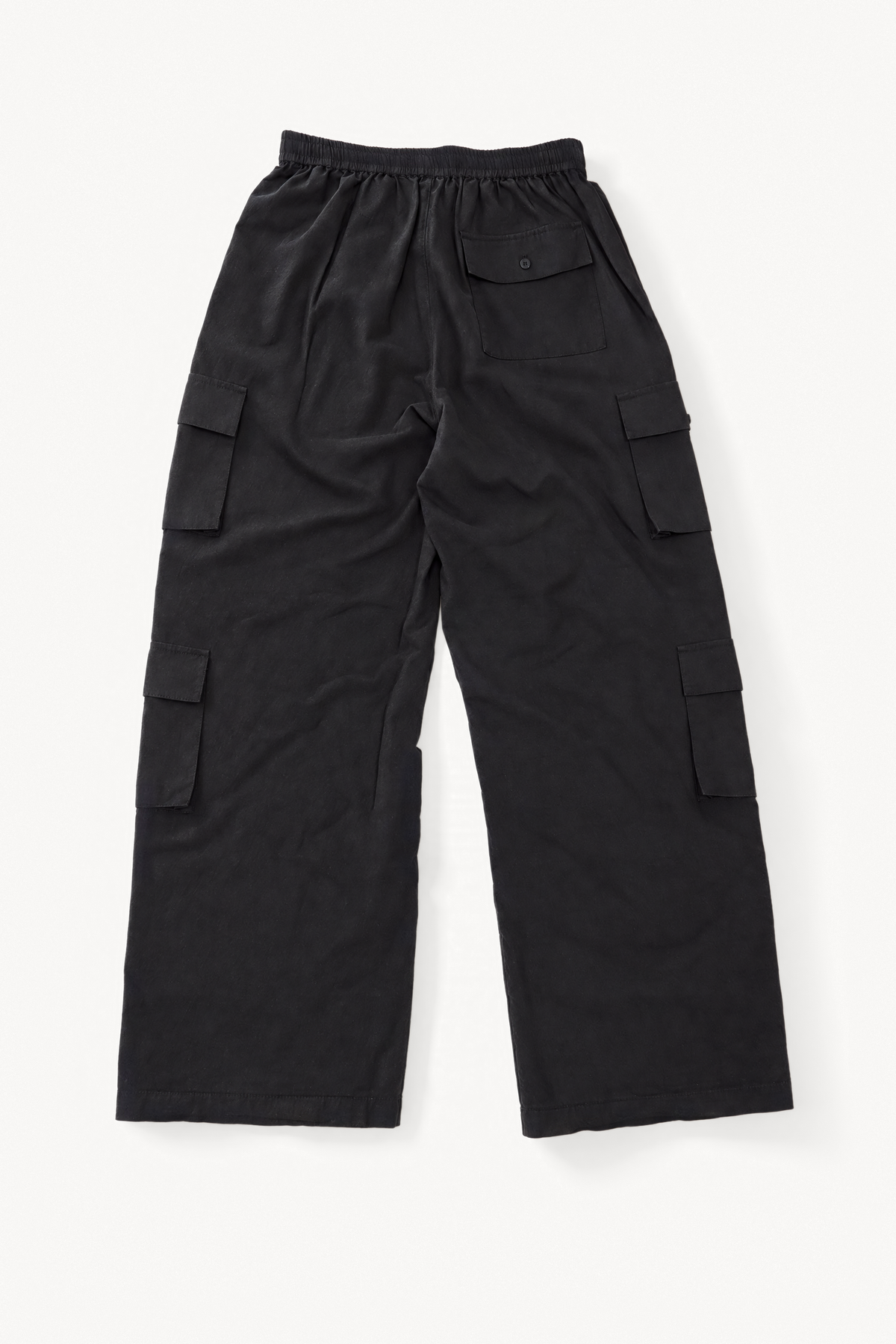 Summer Cargo Pants - Black, flatlay back view