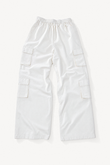 Summer Cargo Pants - White, flatlay front view