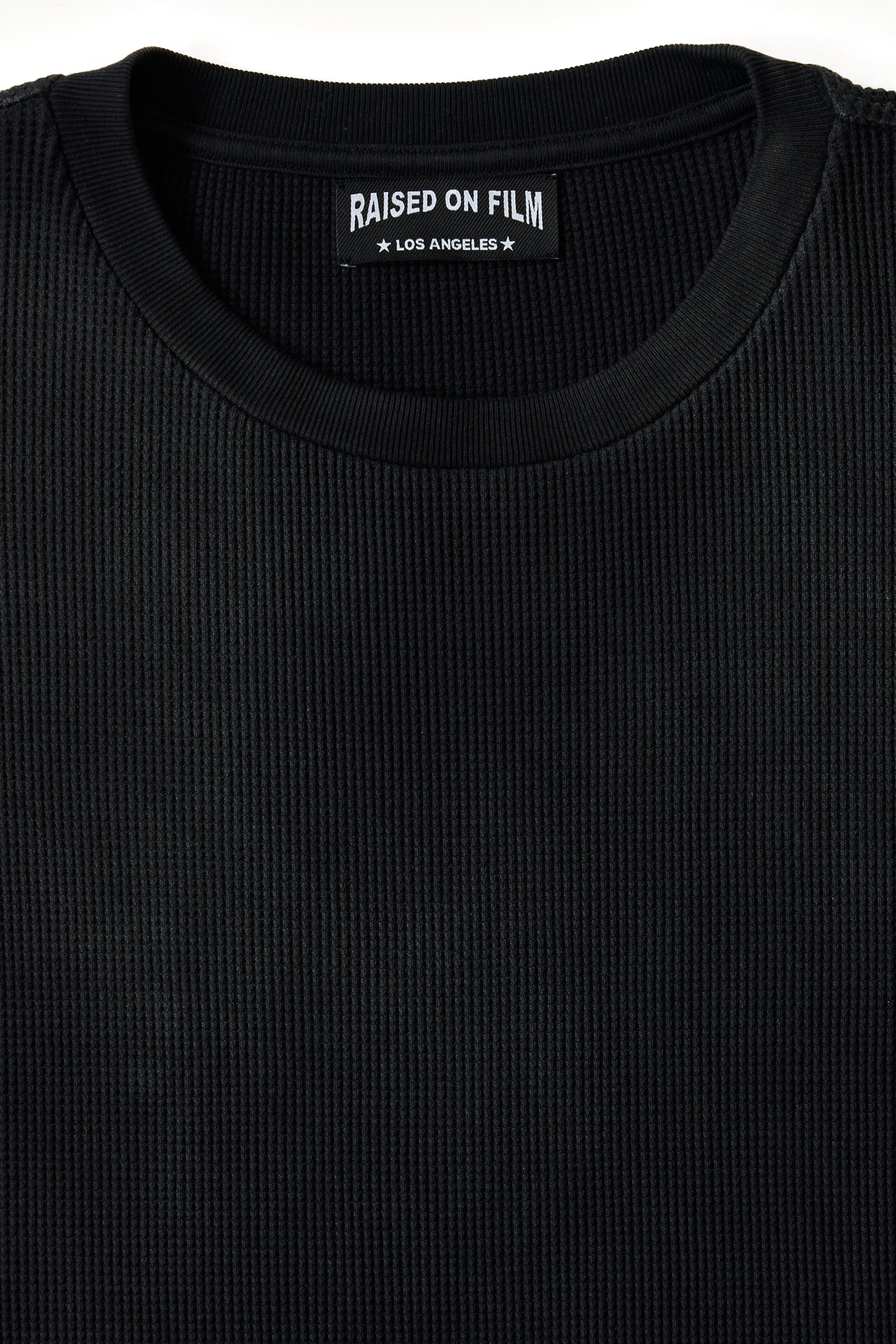 Charcoal Waffle Long Sleeve neckline and waffle knit texture