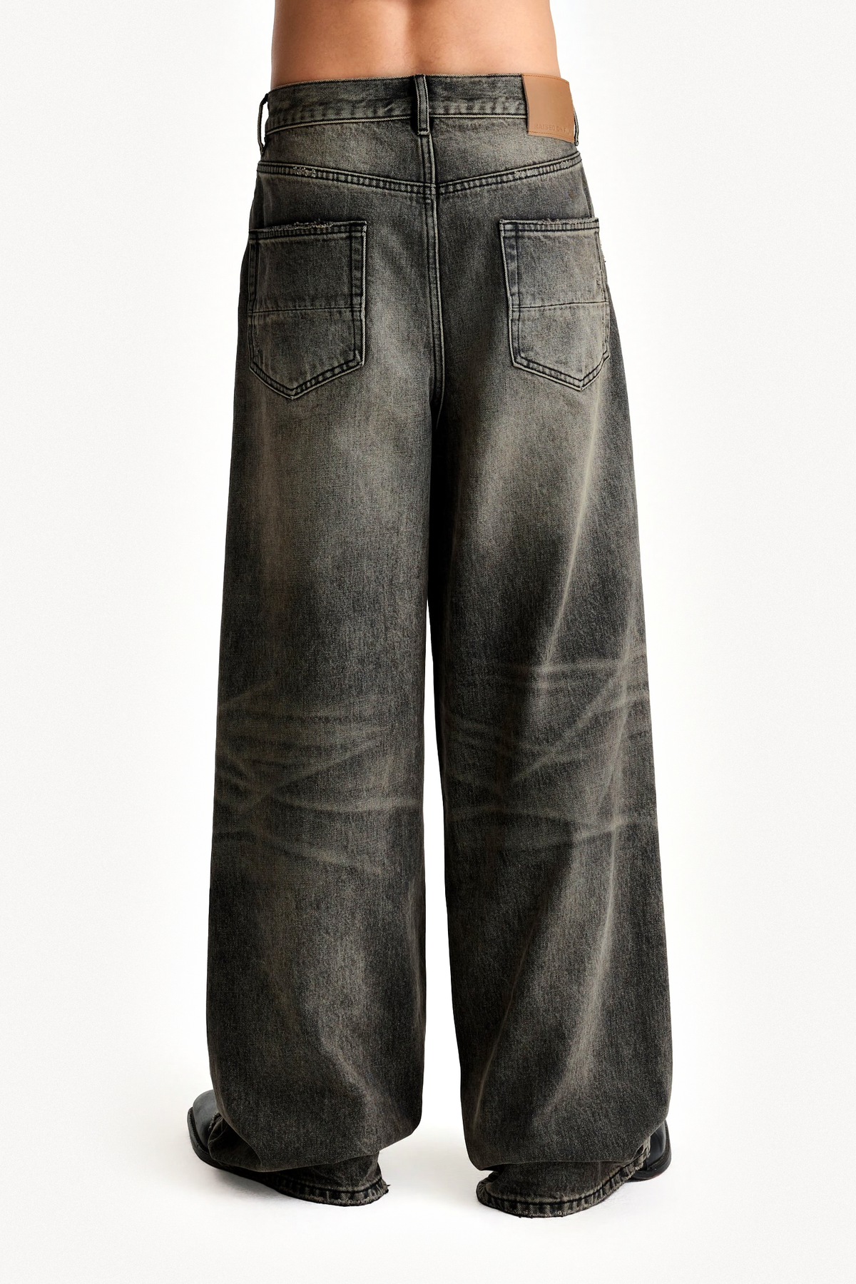 Wide Denim - Mud Wash, on-body back view