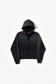 Zip Hoodie in Black, front flatlay