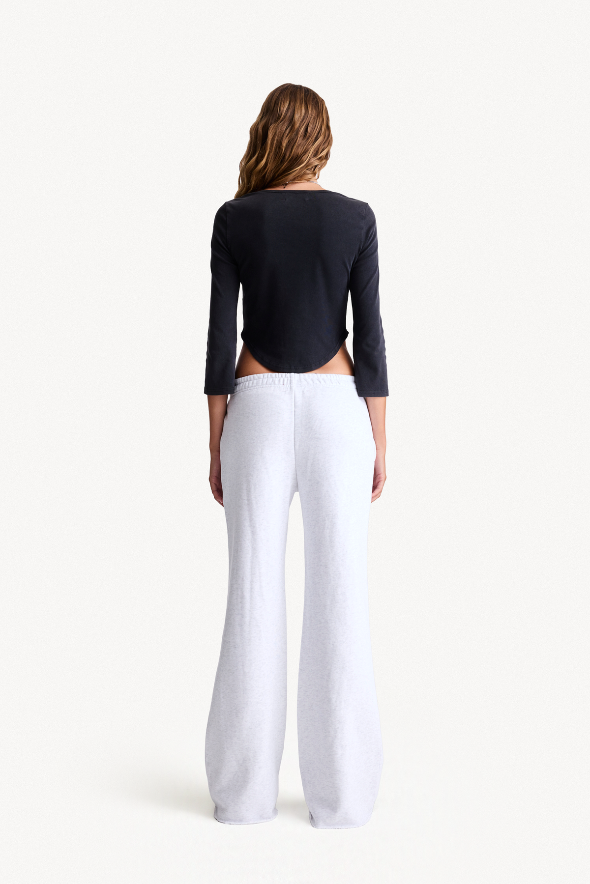 Flared Lounge Pant - Grey, full-length back view