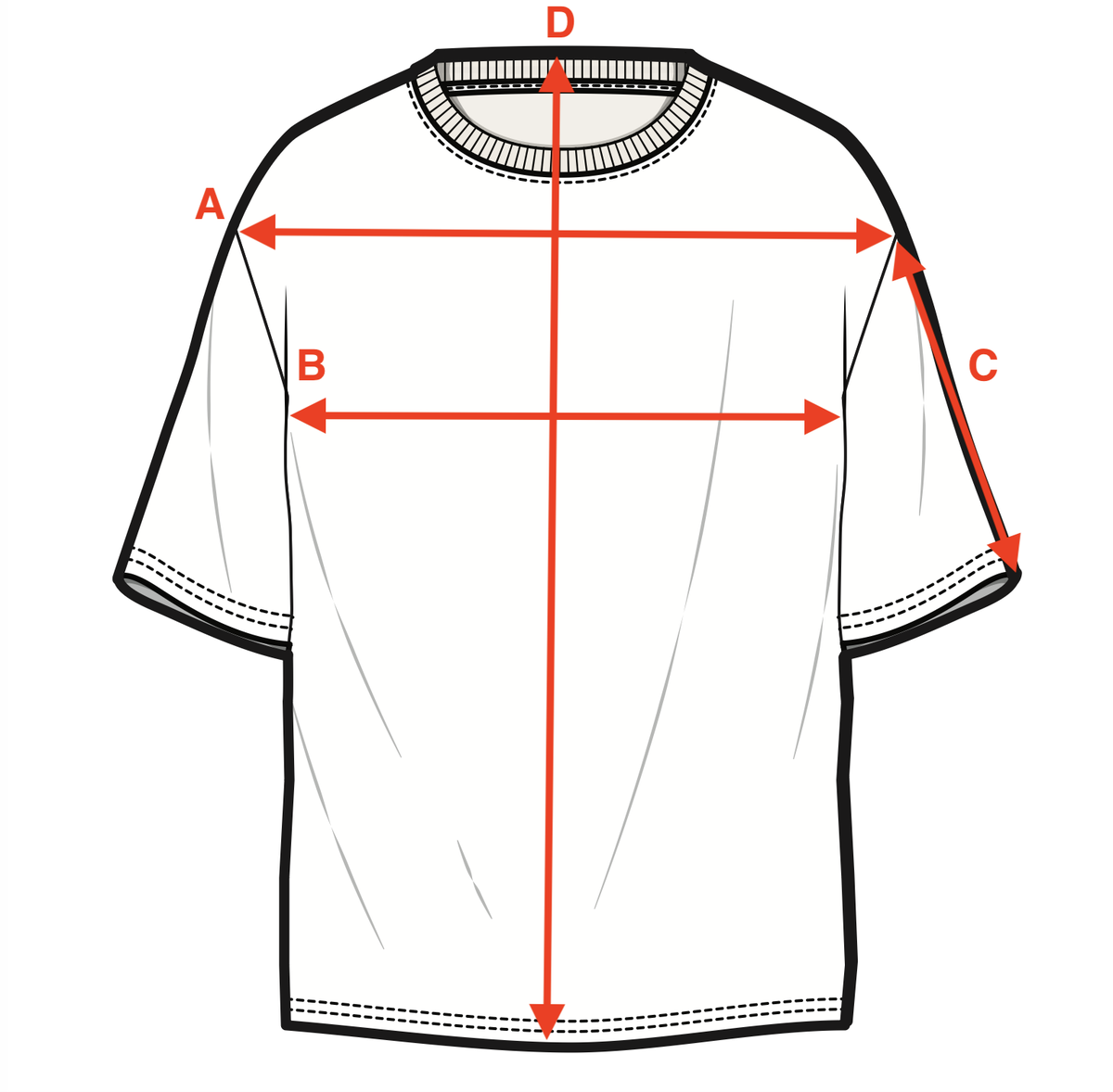 Measurement diagram for Byron Summer Boxy Tee - White. Letter key follows.