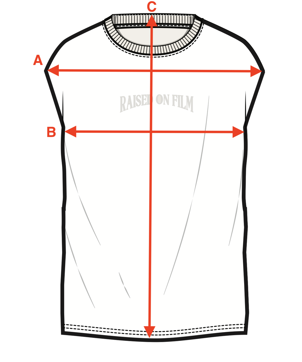 Measurement diagram for Everyday Tank - Black. Letter key follows.